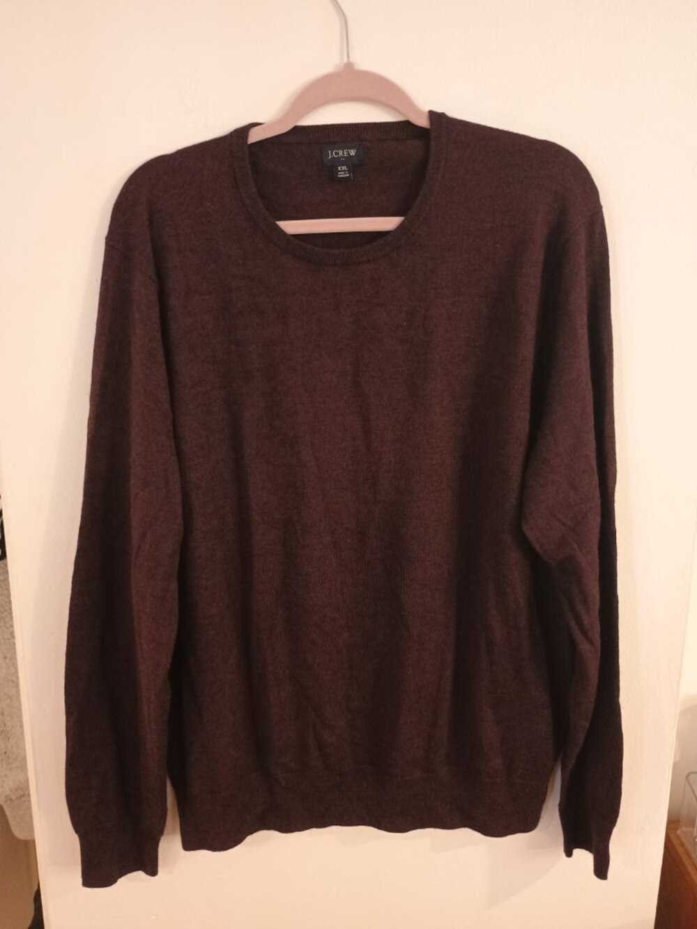 J Crew Mens Merino Wool Blend Crew Neck Knit Sweater XXL Purple